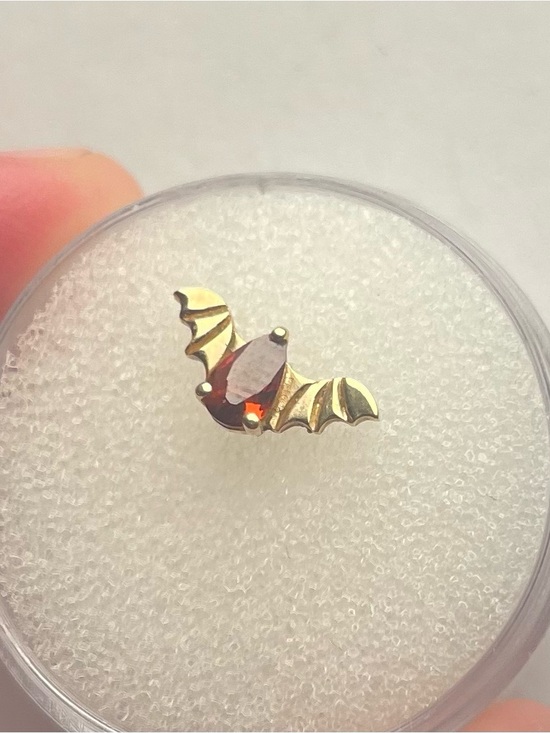 Junipurr Jewelry - Junipurr threadless garnet and 14k yellow gold bat